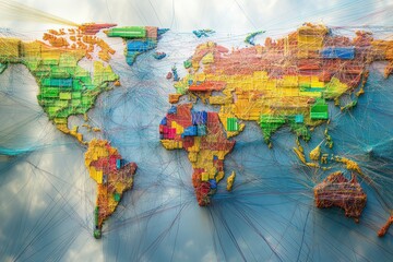 BRICS trade development, showing global trade routes and shipments