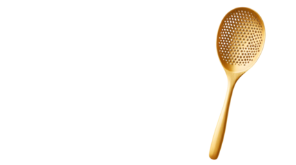 A wooden spoon with a perforated design, ideal for straining and serving food.