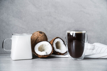 making coffee with coconut milk