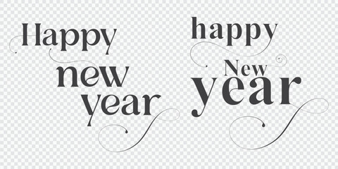 Happy New Year Typography, Calligraphy, Banner