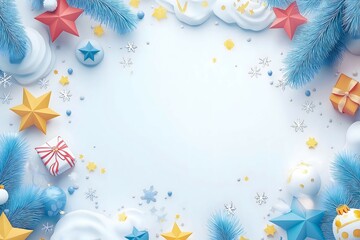 New year and christmas style wallpaper with large blank space in the center for text on white background, illustration