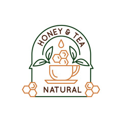 Simple Logo with Honey and tea natural icon. Simple logo with honey and tea icon for social media, app, and web design. Vector illustration
