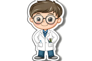 Fototapeta premium Cute Scientist Vector Illustration Sticker Design