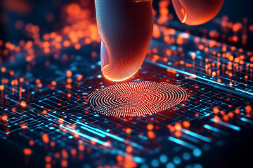 Schutz vor unbefugtem Zugriff durch biometrische Vorkehrungen, Zugriff auf Computer, Smartphone und Technologie nur durch Fingerabdruck, Cyberangriffe durch Verschlüsselung abwehren