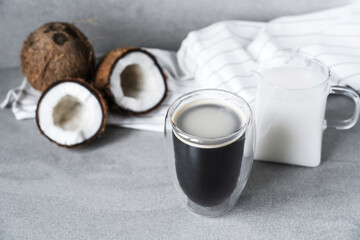 making coffee with coconut milk