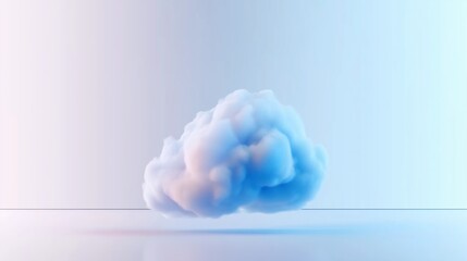 Beautiful fluffy cloud floating in a serene light blue background with soft shadows and a calming atmosphere