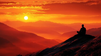 Solitude and Reflection Celebrating World Philosophy Day in a Serene Mountain Sunrise