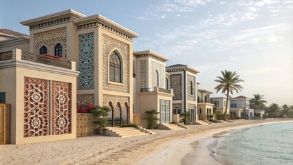 Obraz premium Luxurious beachfront villas with intricate architectural designs