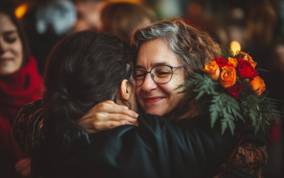 Celebrating World Hello Day Joyful Family Hugs and Warm Greetings in Cozy, Intimate Setting for Thanksgiving and Christmas