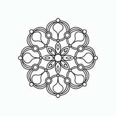 easy floral mandala design with clean lines for Kids coloring book page