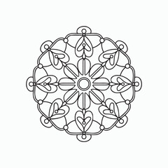easy floral mandala design with clean lines for Kids coloring book page