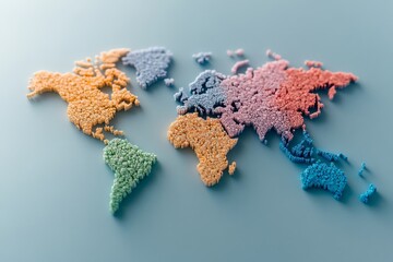 Detailed world map with colorful, labeled countries and continents. Generative AI