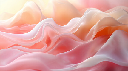 Fototapeta premium A gently flowing background in pastel pink and white shades, creating a soft and serene atmosphere, perfect for showcasing products in a calm and elegant setting.