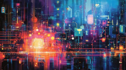 Obraz premium Abstract Digital Background with Vibrant Colors and Light Effects