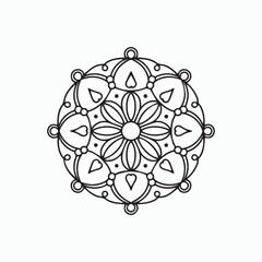 easy floral mandala design with clean lines for Kids coloring book page