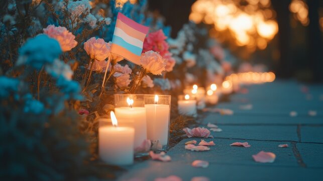 Evening Memorial Transgender Day of Remembrance, Thanksgiving, Earth Day - Candlelit Tribute in Soft Dusk Light