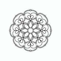 easy floral mandala design with clean lines for Kids coloring book page