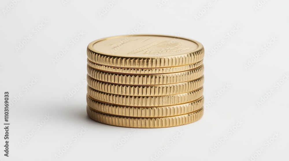Poster stack of wooden coins arranged neatly on a white surface in a well-lit setting