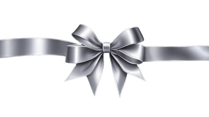 Elegant silver ribbon bow, isolated on transparent background  Perfect for gift wrapping, celebrations, or design elements.