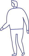 Stylized vector art line hand drawn walking man silhouette isolated.