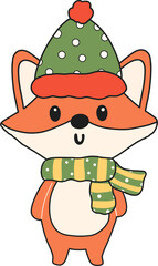 Fox Flat Design Christmas Artwork Highlighting Cute and Seasonal Baby Fox