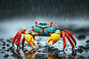 Fototapeta premium Sally Lightfoot Crab: A vibrant Sally Lightfoot crab 
