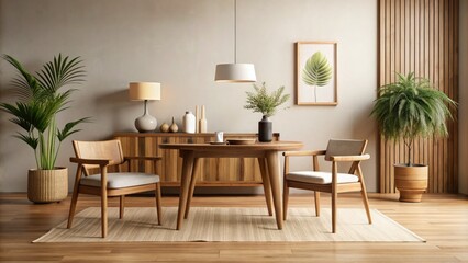 Fototapeta premium Minimalist Teak Wood Aesthetics: Natural Textures, Warm Tones, and Simple Elegance in Interior Design and Decor for Modern Spaces