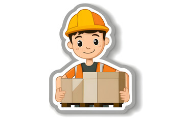 Cute Warehouse Worker Sticker Illustration