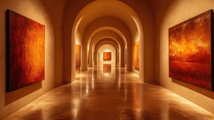 A beautiful southwestern gallery hallway