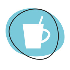 Tasse Button - Icon in blau und weiß