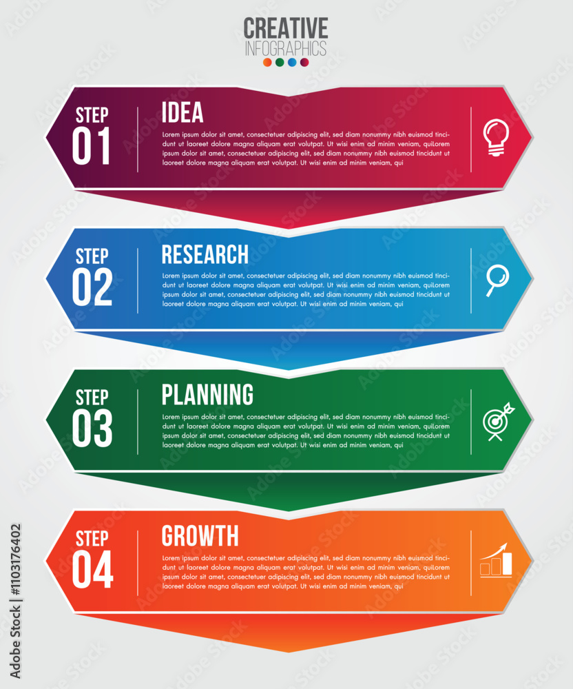 Poster business infographics 4 steps options design template.data and information visualization.dynamic col