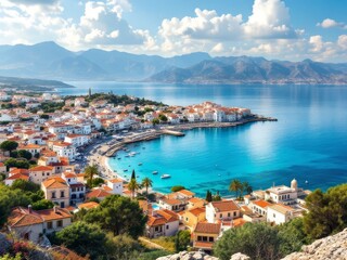 Fototapeta premium Kos, Kefalos Bay: Stunning panoramic views.