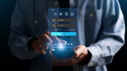 cyber security concept, Login, User, identification information security and encryption, secure Internet access, cybersecurity, secure access to user's personal information