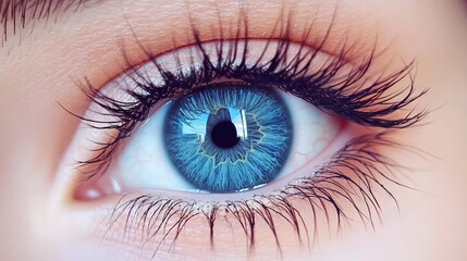 Close Up of a Blue Eye with Long Lashes