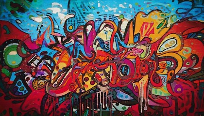 Obraz premium Artistic graffiti style art work with vivid colors and shapes