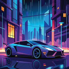 Futuristic Car Vector Art Illustration Background