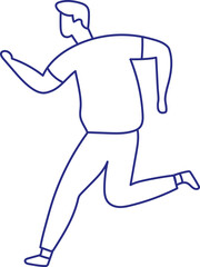 Running man silhouette. Stylized vector line person isolated. Human body