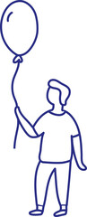 Kid with balloon silhouette. Stylized vector line person isolated. Human body