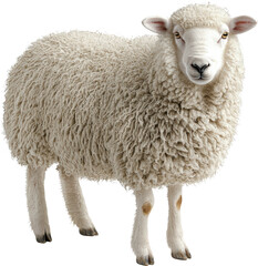 Fototapeta premium Fluffy white sheep with a curious expression