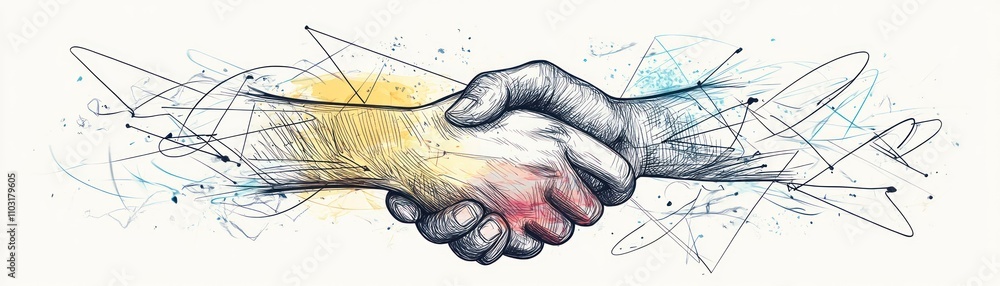 Poster a stylized handshake symbolizing unity and collaboration.