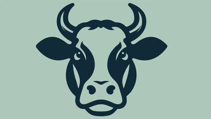 cow head silhouette logo in flat style