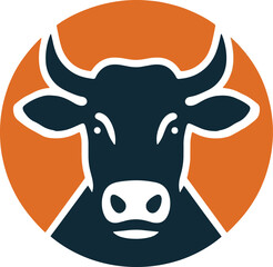 cow head silhouette logo in flat style