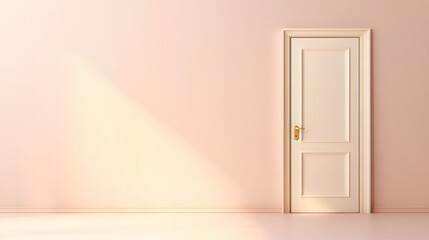 slightly ajar door reveals warm, inviting light in serene room. soft glow enhances peaceful atmosphere, creating sense of curiosity and warmth
