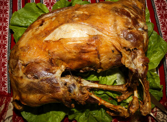 Whole lamb stuffed with rice and vegetables