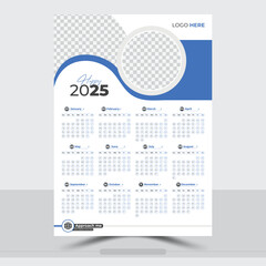 2025 wall calendar and print design template