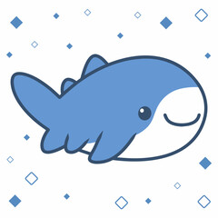 Cute Happy Whale Cartoon illustration Sticker emote Clip Art