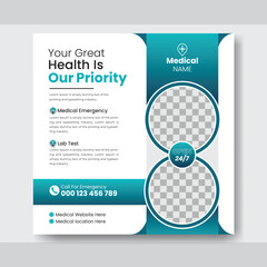 Medical healthcare social media post design and doctor template