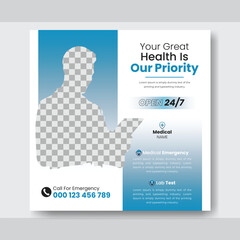 Medical healthcare social media post design and doctor template