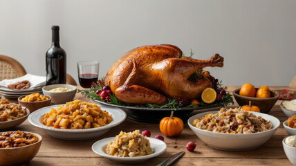 
Food on the table includes Thanksgiving  white background