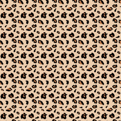Wildlife seamless repeat vector illustration textile style for clothes and fashion concept. A seamless Background of Leopard atterns on cream background